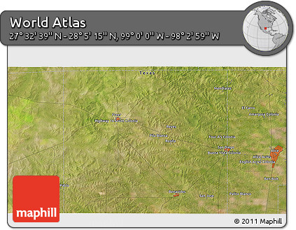Satellite 3D Map of the Area around 27° 48' 57" N, 98° 31' 30" W