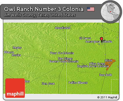 Physical Panoramic Map of Owl Ranch Number 3 Colonia