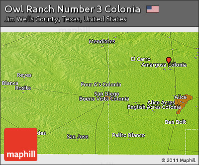 Physical Panoramic Map of Owl Ranch Number 3 Colonia