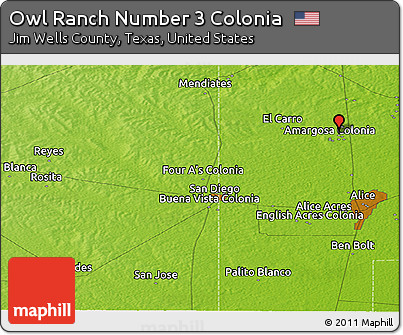 Physical Panoramic Map of Owl Ranch Number 3 Colonia