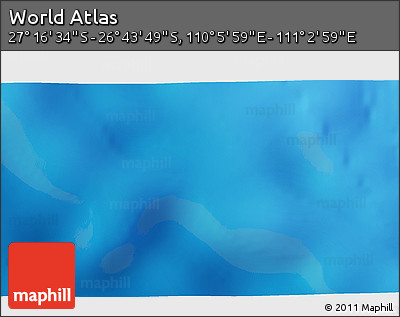 Physical 3D Map of the Area around 27° 0' 12" S, 110° 34' 29" E