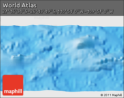 Physical 3D Map of the Area around 27° 0' 12" S, 110° 25' 30" W