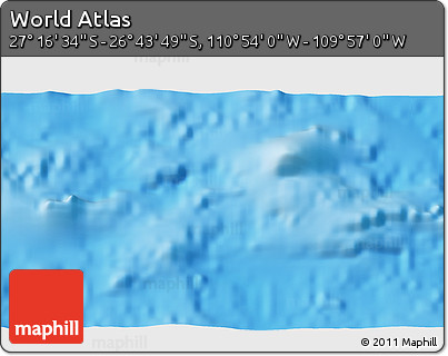 Physical 3D Map of the Area around 27° 0' 12" S, 110° 25' 30" W