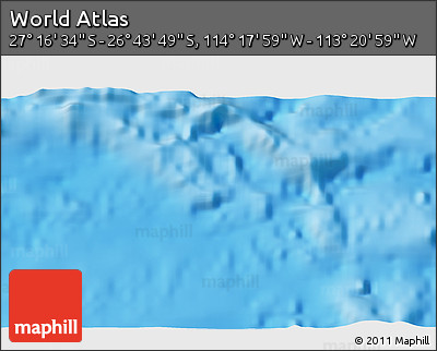 Physical 3D Map of the Area around 27° 0' 12" S, 113° 49' 29" W