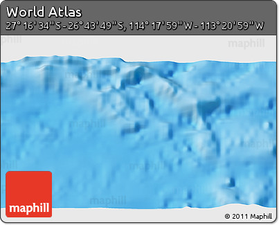 Physical 3D Map of the Area around 27° 0' 12" S, 113° 49' 29" W