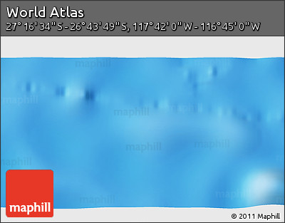 Physical 3D Map of the Area around 27° 0' 12" S, 117° 13' 29" W
