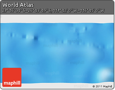 Physical 3D Map of the Area around 27° 0' 12" S, 117° 13' 29" W