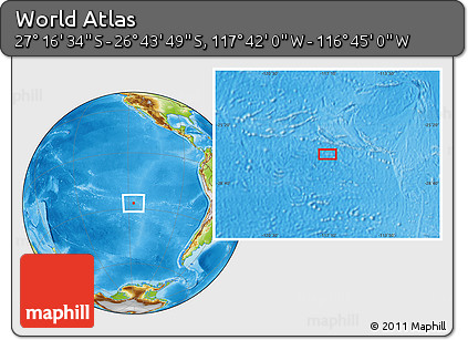 Physical Location Map of the Area around 27° 0' 12" S, 117° 13' 29" W