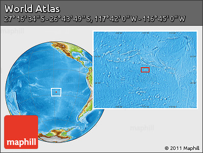 Physical Location Map of the Area around 27° 0' 12" S, 117° 13' 29" W