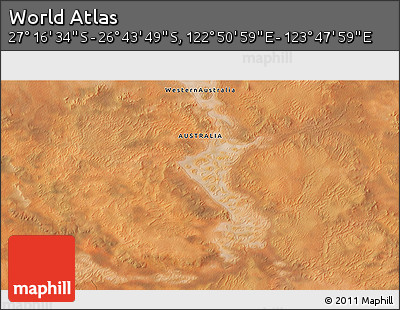 Satellite 3D Map of the Area around 27° 0' 12" S, 123° 19' 29" E