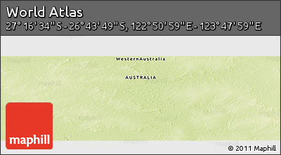 Physical Panoramic Map of the Area around 27° 0' 12" S, 123° 19' 29" E