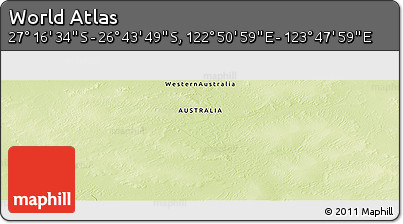 Physical Panoramic Map of the Area around 27° 0' 12" S, 123° 19' 29" E