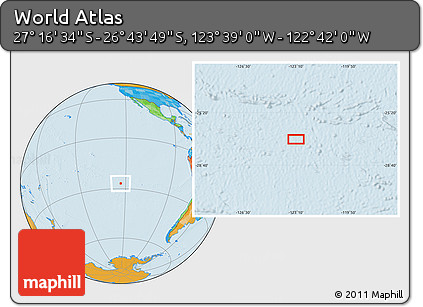 Political Location Map of the Area around 27° 0' 12" S, 123° 10' 30" W