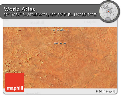 Satellite 3D Map of the Area around 27° 0' 12" S, 130° 7' 30" E