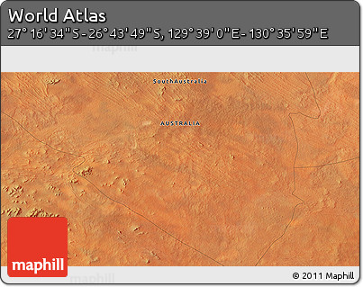 Satellite 3D Map of the Area around 27° 0' 12" S, 130° 7' 30" E