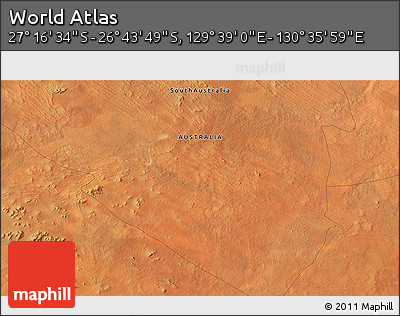 Satellite 3D Map of the Area around 27° 0' 12" S, 130° 7' 30" E