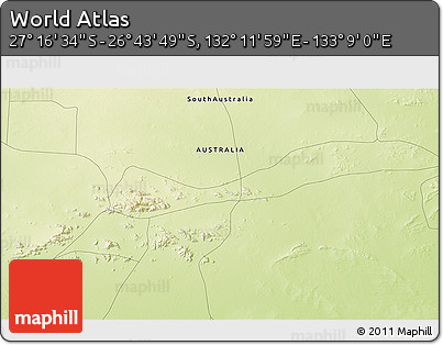 Physical 3D Map of the Area around 27° 0' 12" S, 132° 40' 30" E