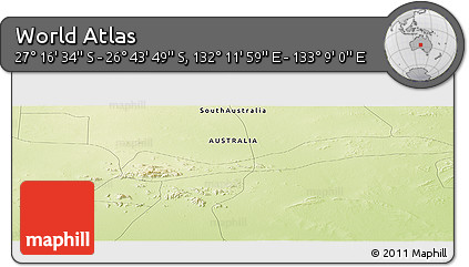 Physical Panoramic Map of the Area around 27° 0' 12" S, 132° 40' 30" E