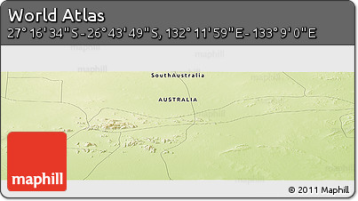 Physical Panoramic Map of the Area around 27° 0' 12" S, 132° 40' 30" E