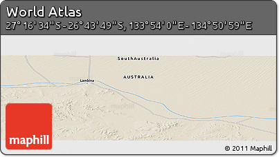 Shaded Relief Panoramic Map of the Area around 27° 0' 12" S, 134° 22' 30" E