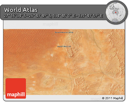Satellite 3D Map of the Area around 27° 0' 12" S, 135° 13' 29" E