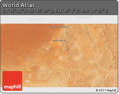 Satellite 3D Map of the Area around 27° 0' 12" S, 135° 13' 29" E