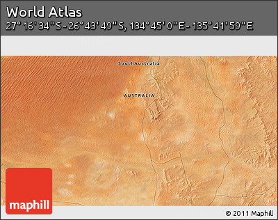 Satellite 3D Map of the Area around 27° 0' 12" S, 135° 13' 29" E