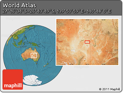 Satellite Location Map of the Area around 27° 0' 12" S, 140° 19' 29" E