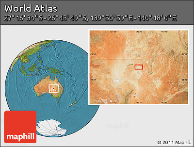 Satellite Location Map of the Area around 27° 0' 12" S, 140° 19' 29" E