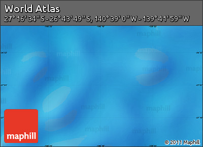 Physical Map of the Area around 27° 0' 12" S, 140° 10' 30" W