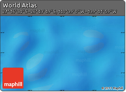 Physical Map of the Area around 27° 0' 12" S, 140° 10' 30" W