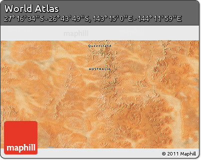 Satellite 3D Map of the Area around 27° 0' 12" S, 143° 43' 29" E