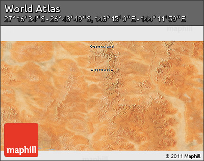 Satellite 3D Map of the Area around 27° 0' 12" S, 143° 43' 29" E