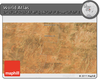 Satellite 3D Map of the Area around 27° 0' 12" S, 147° 7' 30" E
