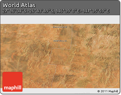 Satellite 3D Map of the Area around 27° 0' 12" S, 147° 7' 30" E