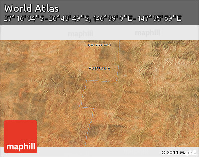 Satellite 3D Map of the Area around 27° 0' 12" S, 147° 7' 30" E