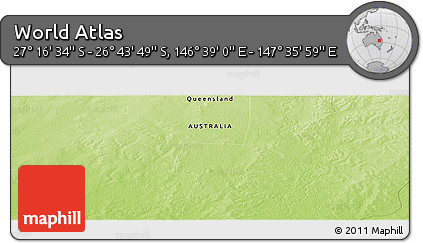 Physical Panoramic Map of the Area around 27° 0' 12" S, 147° 7' 30" E