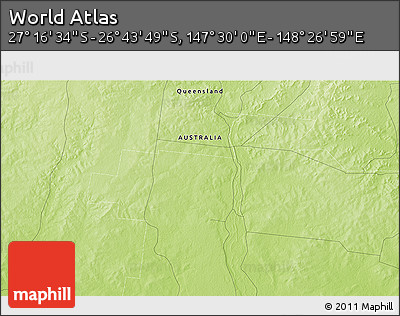Physical 3D Map of the Area around 27° 0' 12" S, 147° 58' 29" E