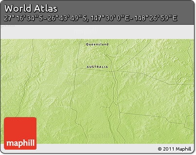 Physical 3D Map of the Area around 27° 0' 12" S, 147° 58' 29" E