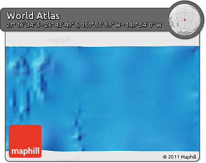 Shaded Relief 3D Map of the Area around 27° 0' 12" S, 150° 22' 30" W
