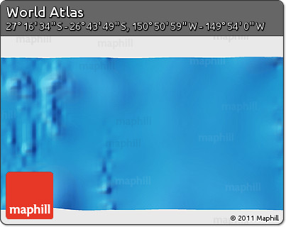 Shaded Relief 3D Map of the Area around 27° 0' 12" S, 150° 22' 30" W