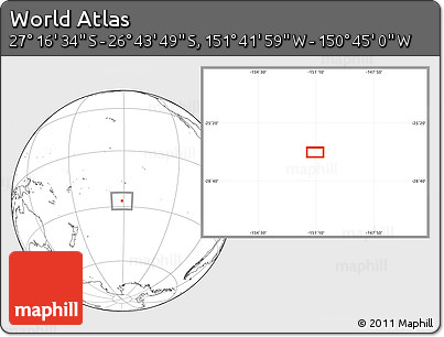 Blank Location Map of the Area around 27° 0' 12" S, 151° 13' 29" W