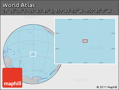 Gray Location Map of the Area around 27° 0' 12" S, 151° 13' 29" W