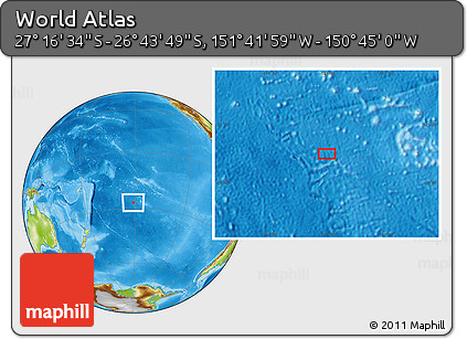 Physical Location Map of the Area around 27° 0' 12" S, 151° 13' 29" W