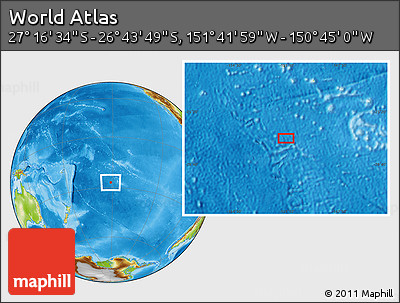 Physical Location Map of the Area around 27° 0' 12" S, 151° 13' 29" W
