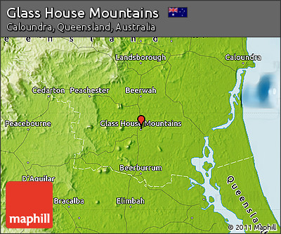 Physical Map of Glass House Mountains