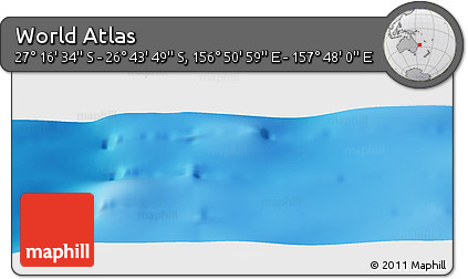 Physical Panoramic Map of the Area around 27° 0' 12" S, 157° 19' 29" E