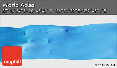 Physical Panoramic Map of the Area around 27° 0' 12" S, 157° 19' 29" E