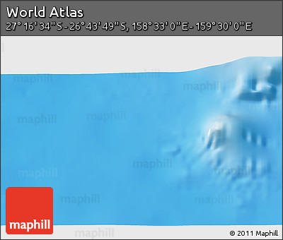 Physical 3D Map of the Area around 27° 0' 12" S, 159° 1' 30" E