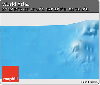 Physical 3D Map of the Area around 27° 0' 12" S, 159° 1' 30" E